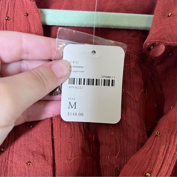 NEW Free People Fully Beaded Button Up Boho Blouse Top MSRP $148 - Picture 4 of 7